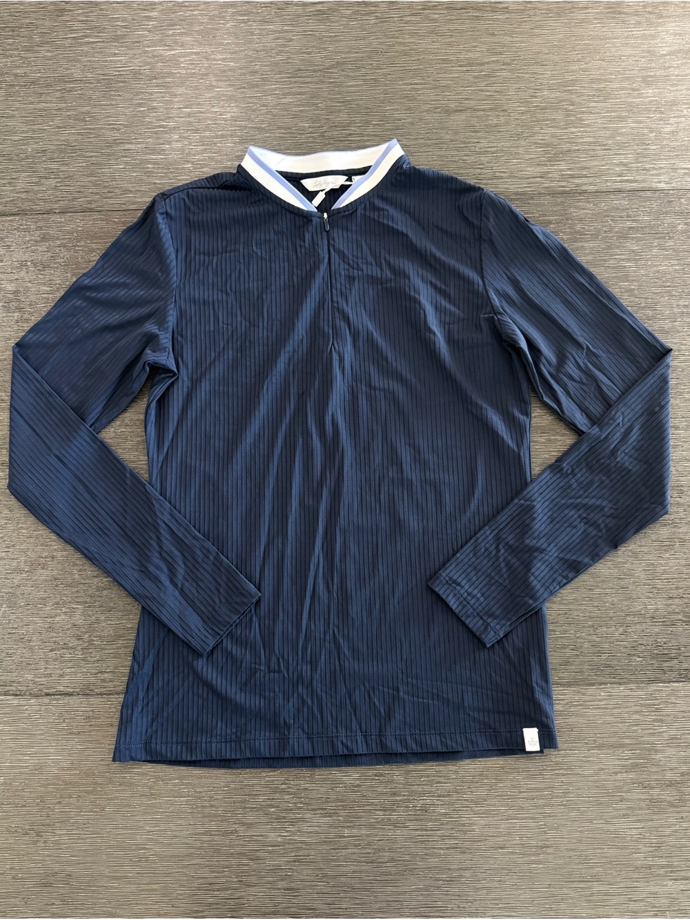 Walter Hagen Women's Rib Trim Golf 1/4 Zip, Small, Navy Blue